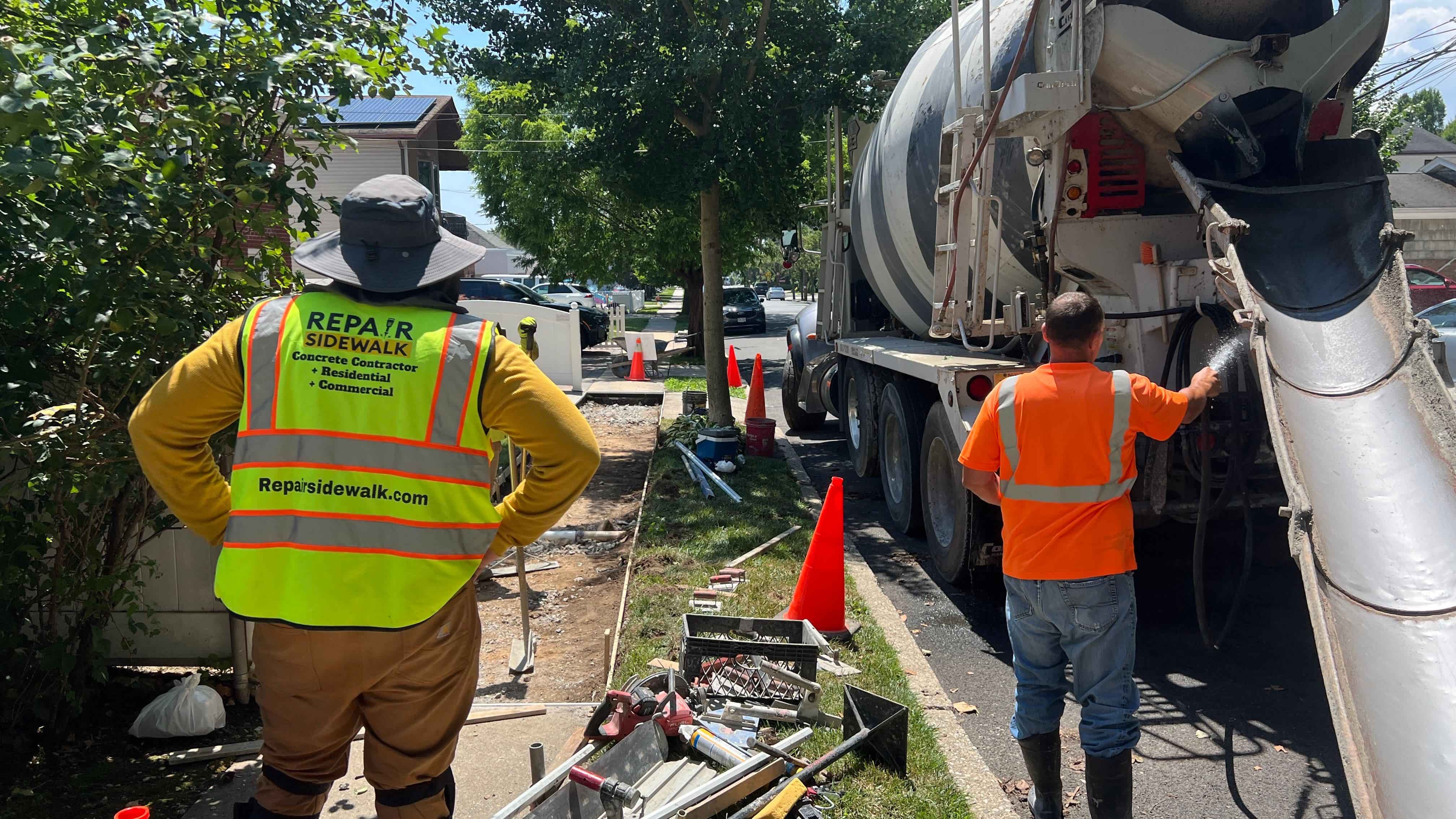 NYC crew performing sidewalk lien repair work