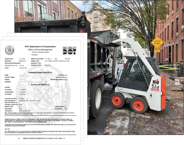 Concrete loading truck for permit and sidewalk repair work