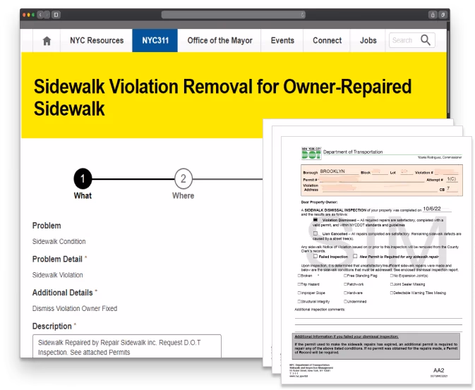 Sidewalk inspection view