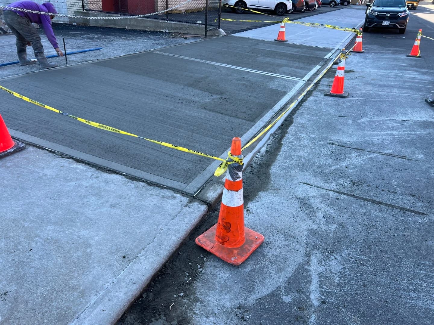 Concrete driveway apron installation in NYC