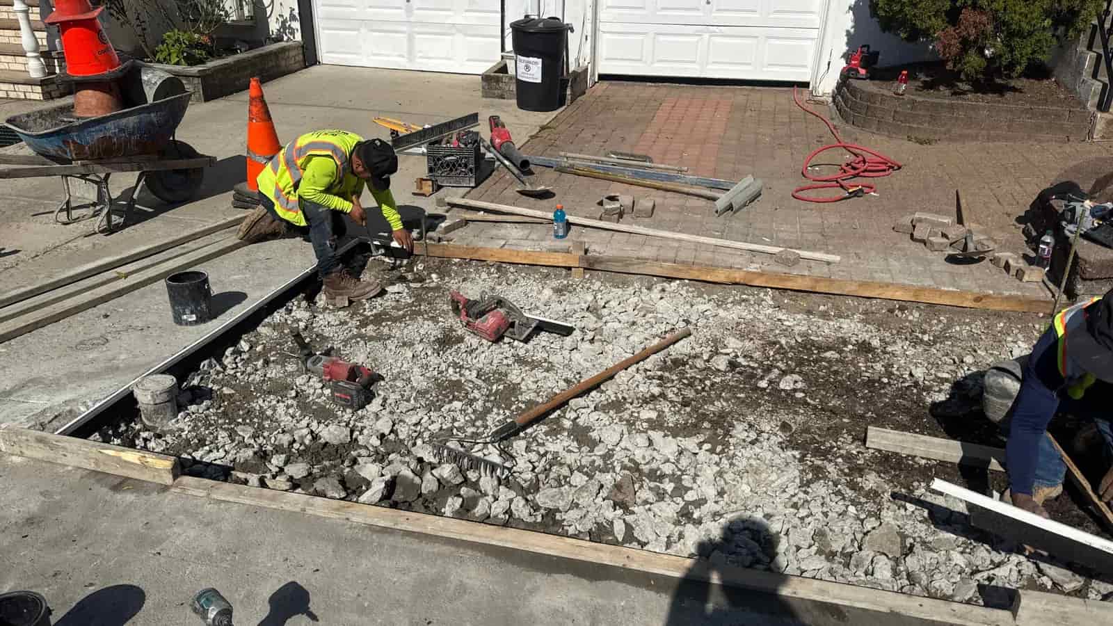 Tree-damaged sidewalk removal and forming in NYC