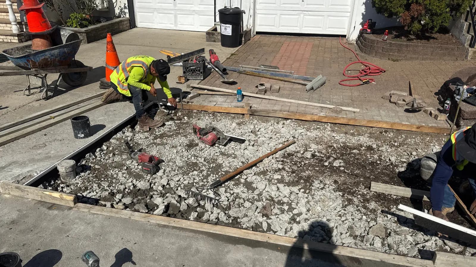 Tree-damaged sidewalk removal and forming in NYC