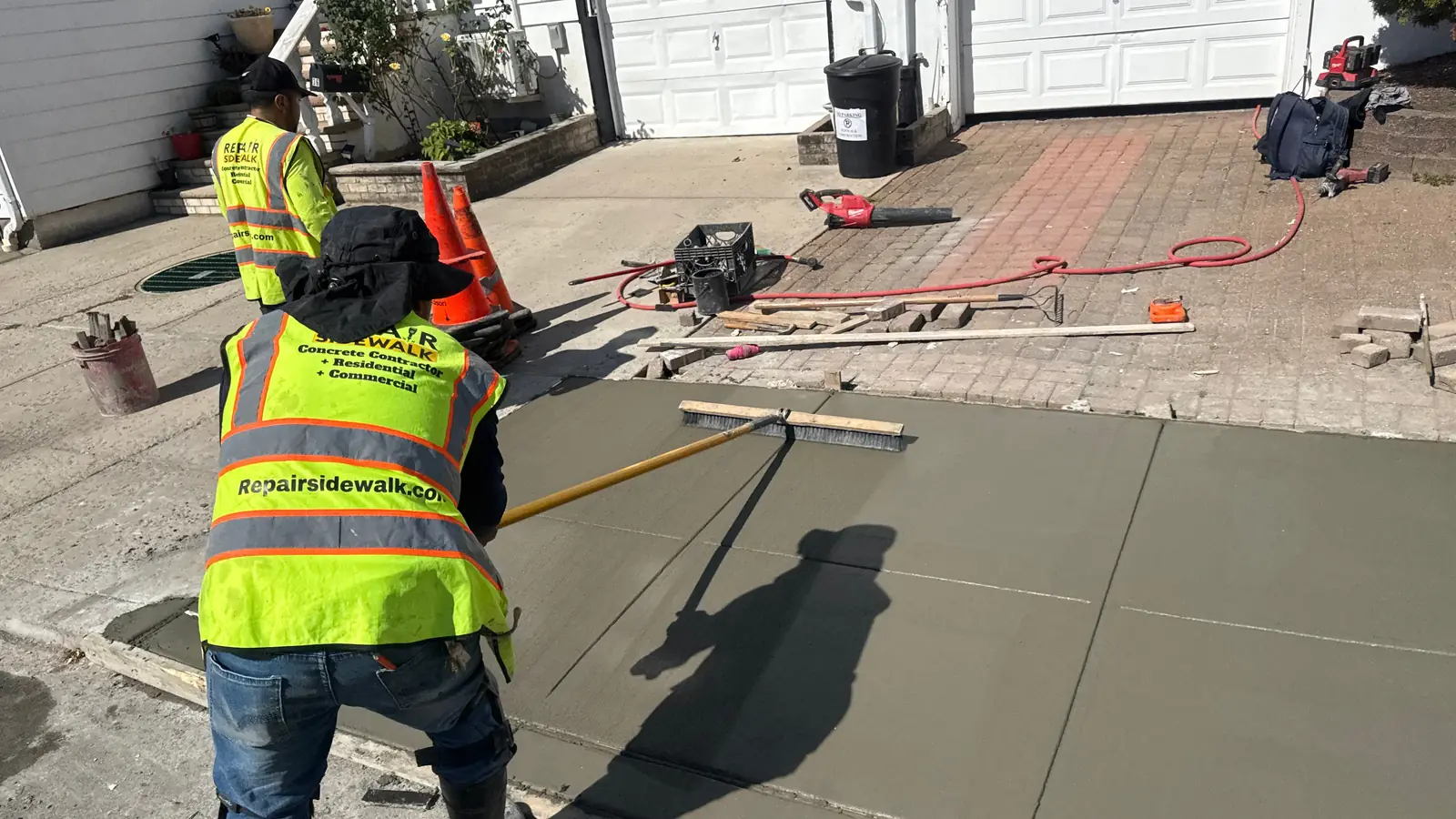 Residential sidewalk concrete pour in NYC