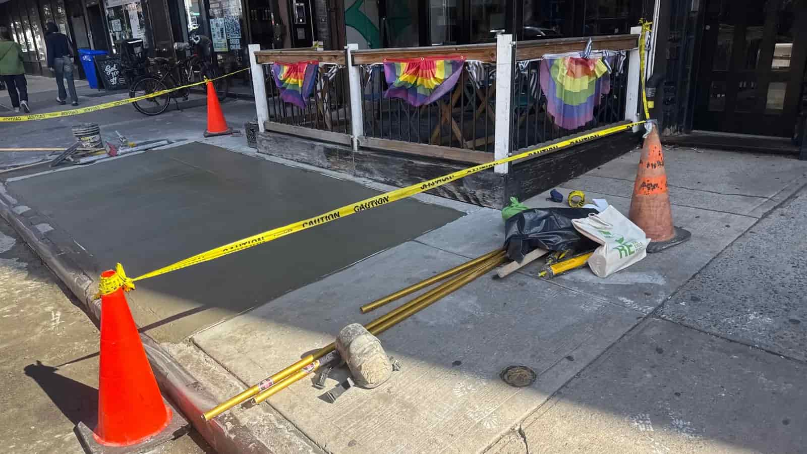 Completed landmark-area storefront sidewalk repair in NYC